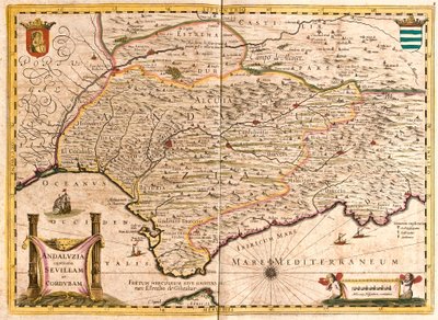 Andalúzia térképe Sevillával és Cordobával (Spanyolország) (rézkarc alkotó: Frederick de Wit