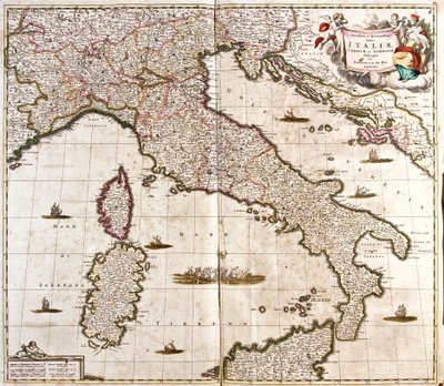 Olaszország, Korzika és Szardínia térképe (rézkarc alkotó: Frederick de Wit