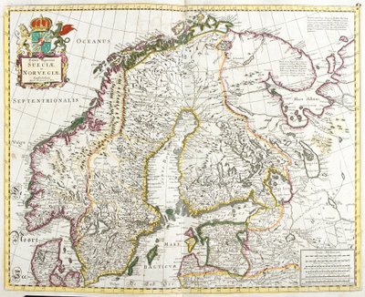 Svédország és Norvégia térképe (rézkarc alkotó: Frederick de Wit