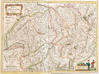 Svájc térképe (rézkarc alkotó: Frederick de Wit