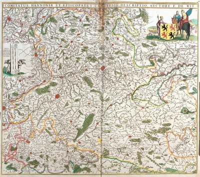 Hainaut (Hainau) gróf (Belgium) és Cambresis Eveche (Franciaország) térképe (rézkarc alkotó: Frederick de Wit