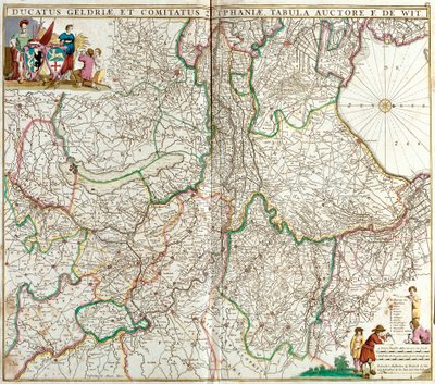 Gelderland hercegének és Zutphen grófjának térképe (Németország) (rézkarc alkotó: Frederick de Wit