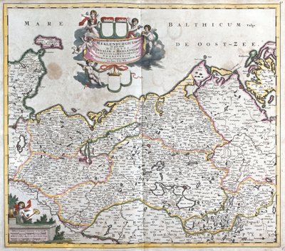 A Mecklenburg Schwerin Hercegség térképe (Németország) (rézkarc alkotó: Frederick de Wit