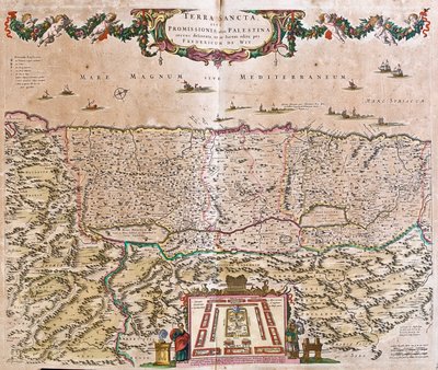A Szentföld térképe (Izrael, Palesztina) (rézkarc alkotó: Frederick de Wit