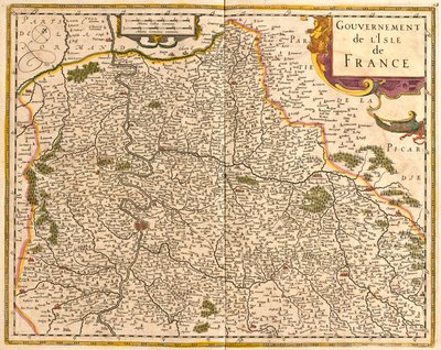 Az Ile de France (Franciaország) térképe (rézkarc alkotó: Frederick de Wit
