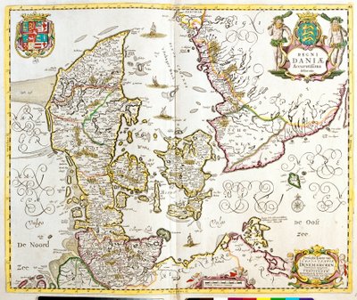 A Dán Királyság térképe (rézkarc alkotó: Frederick de Wit