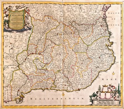 Katalónia Principaut térképe (Spanyolország) (rézkarc alkotó: Frederick de Wit