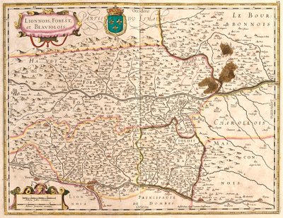 Lyon és Beaujolais (Franciaország) területek térképei (rézkarc alkotó: Frederick de Wit