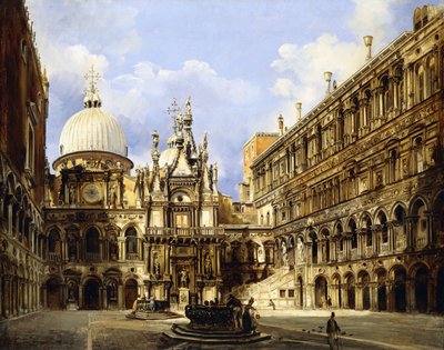 A Dózse-palota udvara, Velence, 1841 alkotó: Frederico Moja