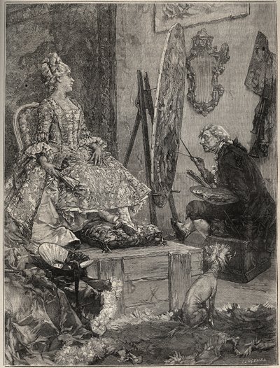 Francois Boucher (1703-1770) Jeanne Antoinette Poisson, Pompadour márkiné (Madame de Pompadour néven ismert) portréját festette. alkotó: Frederik Hendrik (after) Kaemmerer