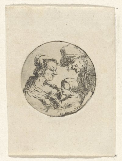 Férfi és nő gyermekkel alkotó: Frederik Hendrik Weissenbruch