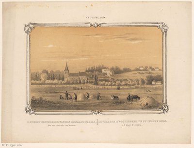 Kilátás Oosterbeekre szénát készítő figurákkal A den Rijnkantból Oosterbeek faluja látható. Egy óra távolságra Arnhemtől. (cím a tárgyon) Gelderland (sorozat címe az objektumon) alkotó: Frederik Lodewijk Huygens