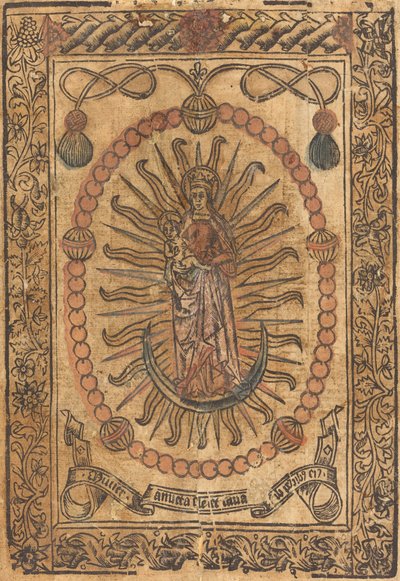 Madonna és gyermek rózsafüzérben alkotó: French 15th Century