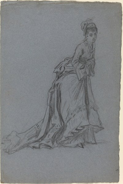 Divatos fiatal nő előrelépve alkotó: French 19th Century