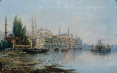 Isztambul a Boszporusz felől nézve, a 19. század második fele. alkotó: French Master