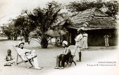 Brazzaville (Francia Egyenlítői Afrika – A.E.F.) Kongó-francia: E. adminisztrátor úr részlete a 20. század elején (f/w fotó) alkotó: French Photographer