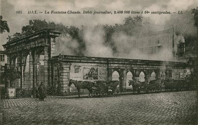 Dax - meleg vizű forrás (napi áramlás: 2400000 liter 64 Celsius fokon). 1913-ban feladott képeslap. alkotó: French Photographer