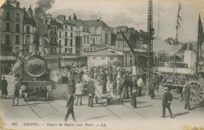 A párizsi expressz indulása Dieppe-ből. 1913-ban feladott képeslap. alkotó: French Photographer
