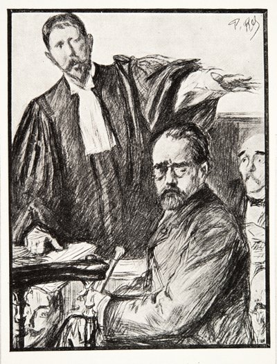 Dreyfus a tárgyalásán, A Harmadik Köztársaság története című kötetből. I, Political History, pub. 1933 (litho) alkotó: French Photographer
