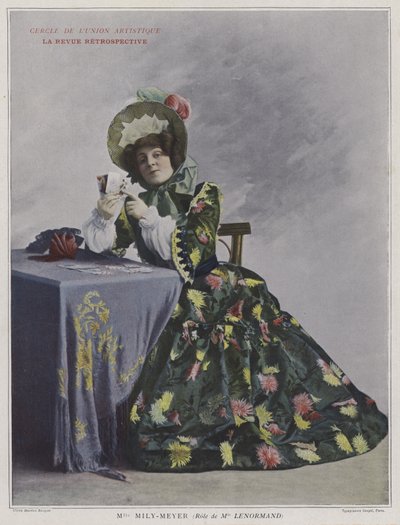 Emilie Mily-Meyer Mademoiselle Lenormand szerepében a La Revue Retrospective-ben (színes fotó) alkotó: French Photographer