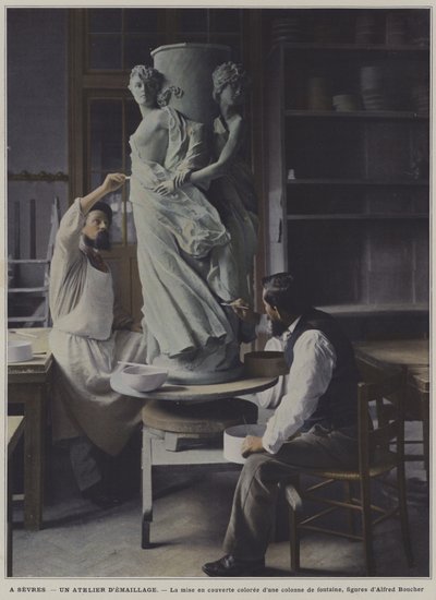 Zománcozó műhely a Sevres-i porcelángyárban, Franciaország (színes fotó) alkotó: French Photographer