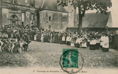 Bonnelles legénysége – A Meule áldása. 1913-ban feladott képeslap. alkotó: French Photographer