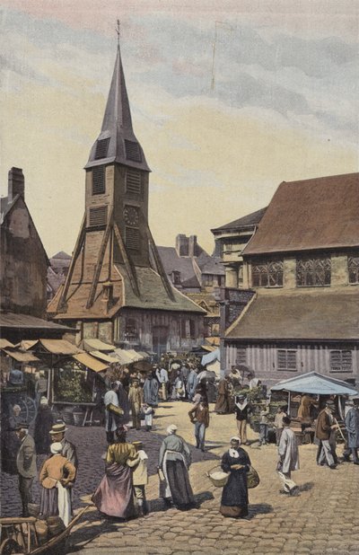Honfleur, a Place du Marche és a Sainte-Catherine templom alkotó: French Photographer