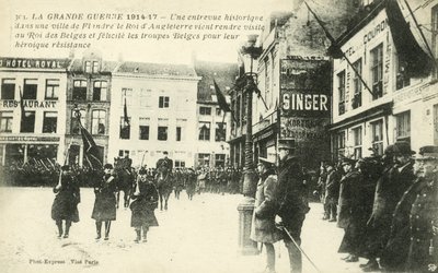 V. György király és I. Albert király egy flandriai faluba látogat (f/w fotó) alkotó: French Photographer