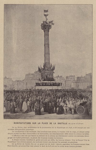 Párizsi Kommün, demonstrációk a Place De La Bastille-n, február 24-28 (f/w fotó) alkotó: French Photographer