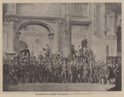 A párizsi kommün, a nemzetőrök egy csoportja, az Ecole des Beaux-Arts udvara (f/w fotó) alkotó: French Photographer