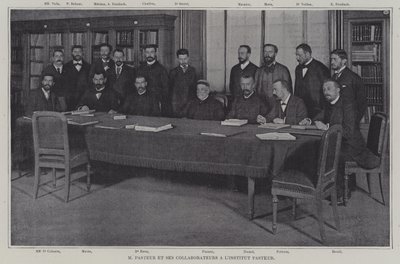 Louis Pasteur és munkatársai a krupp elleni vakcinán dolgoznak a párizsi Pasteur Intézetben (f/w fotó) alkotó: French Photographer