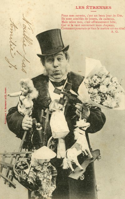 Férfi, gyermekajándékokkal lemérve alkotó: French Photographer