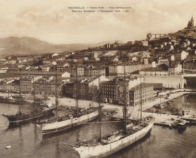 Marseille / Marseille: Vieux Port, panoráma (fekete-fehér fénykép) alkotó: French Photographer