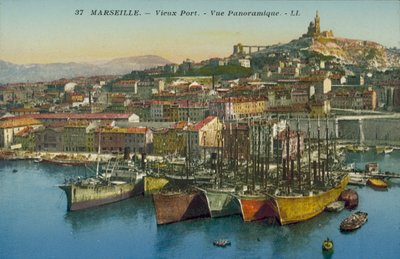 Marseille: Vieux Port, panoráma (színes fénykép) alkotó: French Photographer