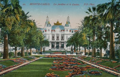 Monte Carlo. A kertek és a kaszinó. 1913-ban feladott képeslap. alkotó: French Photographer