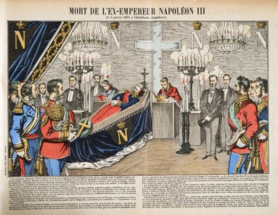 III. Napóleon ex-császár halála, a Histoire de la Troisieme Republique, Vol. I, Political History, pub. 1933 (színes litho) alkotó: French Photographer