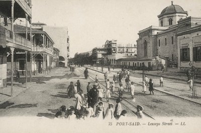 Port-Said, Egyiptom: Lesseps Street (fekete-fehér fotó) alkotó: French Photographer