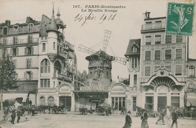 A párizsi Moulin Rouge képeslapja, 1913-ban küldték alkotó: French Photographer