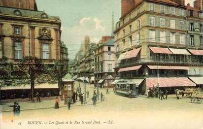 Rouen, Franciaország, The Quays, The Grand Pont Street alkotó: French Photographer