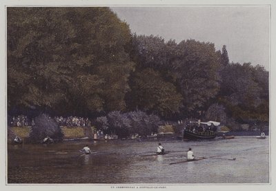 Evezős bajnokság a Marne folyón, Joinville-le-Pontban, Franciaországban (színes fotó) alkotó: French Photographer