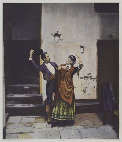Spanyol táncosok Sevillában (színes litho) alkotó: French Photographer