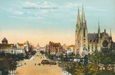 Strasbourg: Avenue de la Liberte (színes fénykép) alkotó: French Photographer