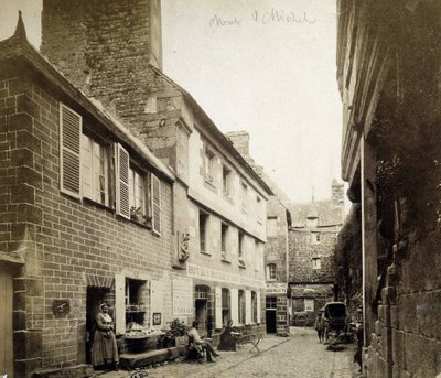 A szálloda és a Poulard Inn a Mont-Saint-Michel bejáratánál, 19. század végén alkotó: French Photographer