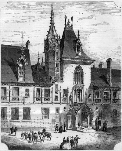15. századi gótikus építészet: Jacques Coeur (1395-1456) francia kereskedő háza belső udvarának homlokzata. Bourges, Cher (18) alkotó: French School