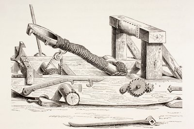 15. századi mangonel, a Les Arts au Moyen Age-ből, 1873-ban alkotó: French School