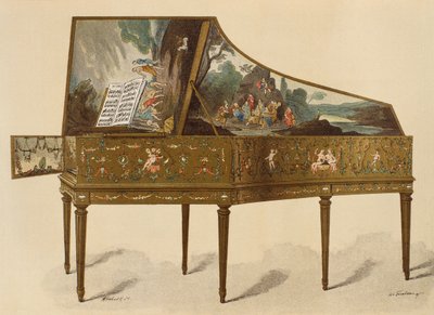 18. századi groteszk díszítésű csembaló, Henry Havard Dictionnaire de lameublement et de la decoration illusztrációja, 1. kötet, Párizs, Maison Quantin, 1878 alkotó: French School