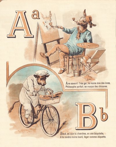 A B: Állat, művész, marhahús, pék alkotó: French School