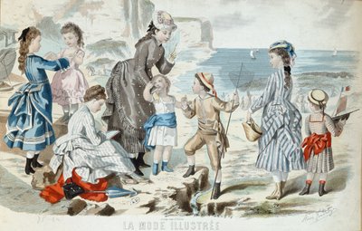 Egy tengerpart Normandiában, 1875 (színes metszet) alkotó: French School