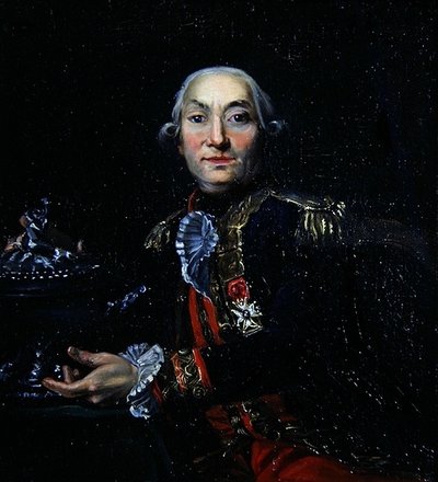 Egy Capitaine de Vaisseau ezüst turénával (olaj a panelen) alkotó: French School