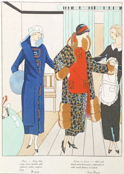 Néhány csinos újdonság az Art-Gout-Beaute-tól, Premet és Jean Patou jelmezei, 1923 október (litográfia) alkotó: French School